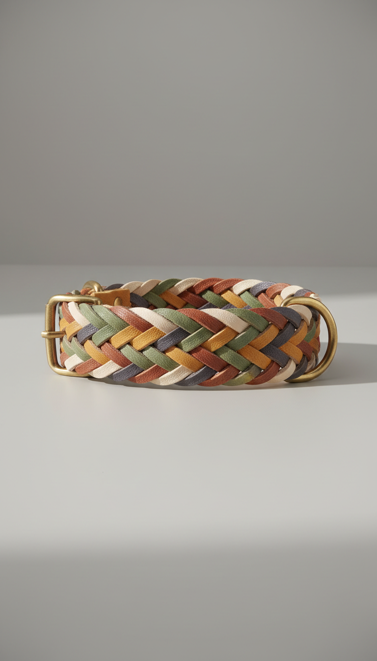 Handwoven Leather Dog Collar